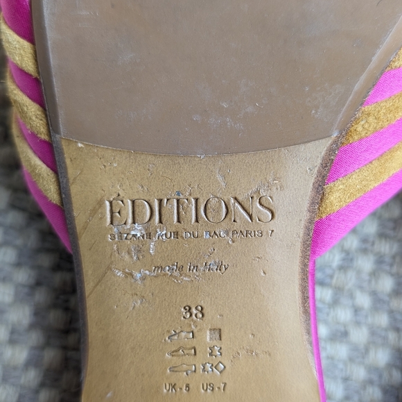Sezane Editions Mules Miranda Pink & Gold Slides Sz8 With Box - Picture 9 of 10